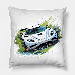 Koenigsegg Race White Cartoon Small Print Pillow