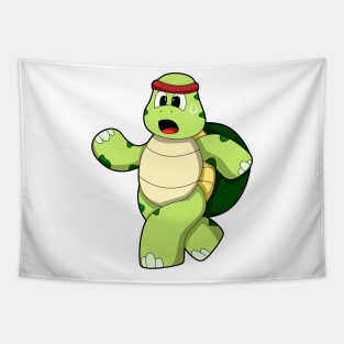 Turtle at Running with Headband Tapestry