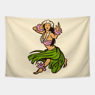 Vintage Hawaiian Hula Dancer Cartoon // Retro Hula Girl C Tapestry