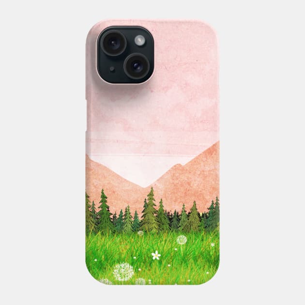 Pink Landscape Phone Case by KatherineBlowerDesigns