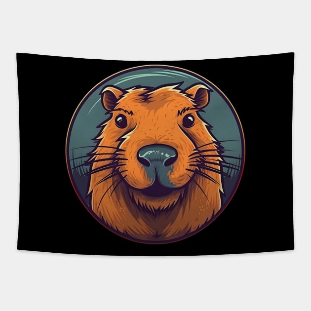 Positive orange capybara Tapestry by KOTYA