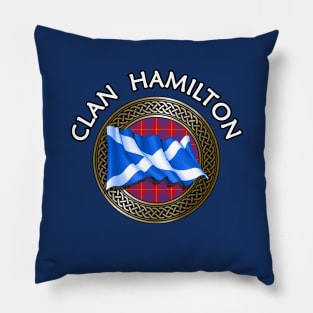 Clan Hamilton Crest & Tartan Knot Pillow