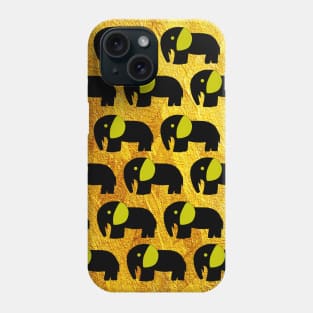 black elephant in gold pattern Phone Case