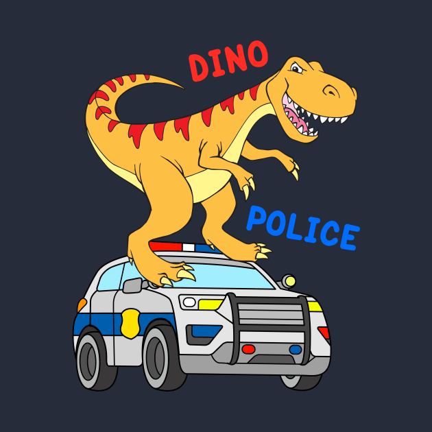 Police Car with Dinosaur by samshirts