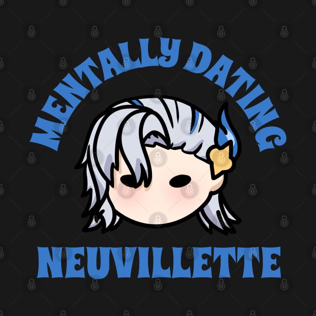 Genshin Impact mentally dating Neuvillette chibi typography | morcaworks by Oricca