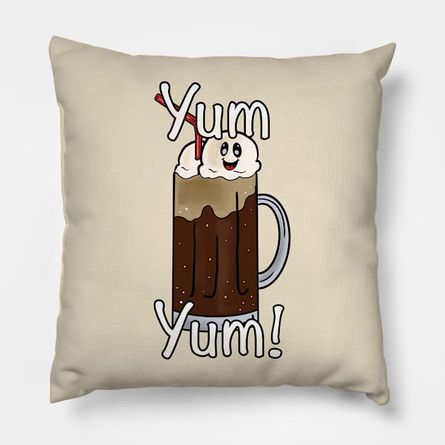 Root Beer Float YUM YUM Pillow by Tricera Tops