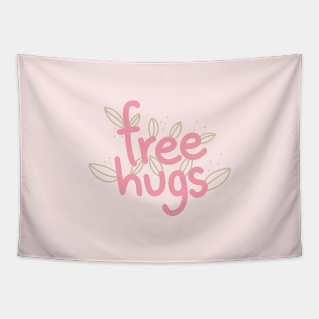 Free Hugs Digitally Created Handwritten Graphic Art GC-102 Tapestry by GraphicCharms