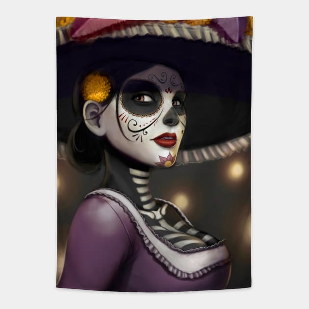 La Catrina Tapestry by mauriciomorali