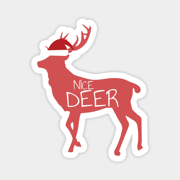 Funny Naughty Deer Nice Deer Couple Matching Christmas Gift Magnet by Freid