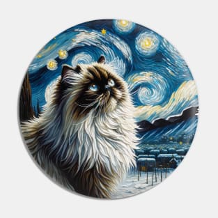 Himalayan Cat Starry Night Inspired - Artistic Cat Pin