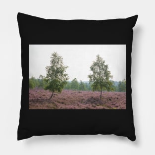 Heathland, morning mist, heather bloom, Niederhaverbeck Pillow