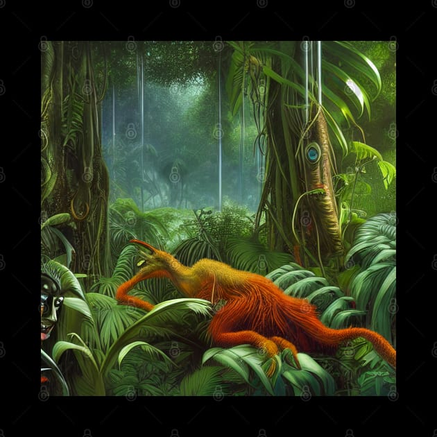 Digital Painting of a Beautiful Jungle With Tropical Leaves by Promen Art