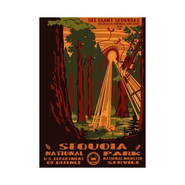 Sequoia alien invasion national park poster by rolphenstien