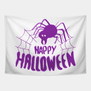 Happy Halloween Spider web purple Tapestry