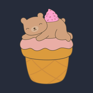 Kawaii Brown Bear Ice Cream T-Shirt T-Shirt