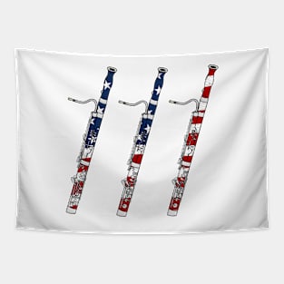Bassoon USA Flag Bassoonist 4th July Patriotic Musician Tapestry
