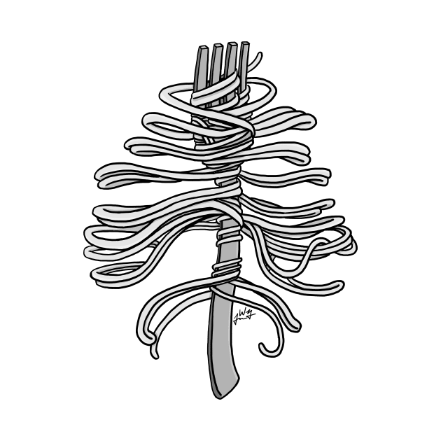 Spaghetti Ribs - Black & White by jwolftees