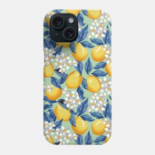 Lemons Pattern On Green Phone Case