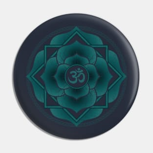 Teal Aum Namaste Lotus Mandala Pin