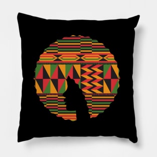 Afro Hair Woman with African Pattern, Black History Pillow