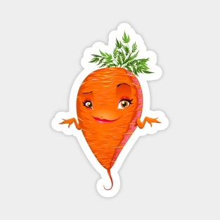 Cute Sassy Carrot Veggie Mascot Magnet