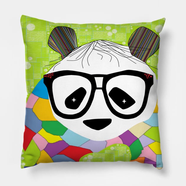 Hipster Panda Pillow by EloiseART