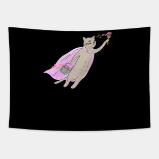 Cat Flying & Painting Tapestry