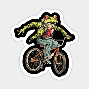 Funny Frog On A Bike Magnet