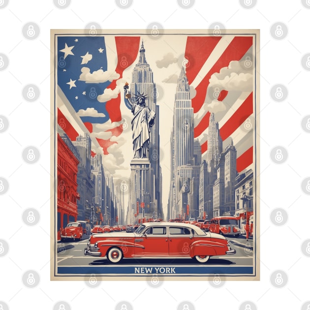 New York United States of America Tourism Vintage Poster by TravelersGems