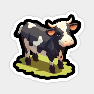 Udderly Cute Chubby Chibi Isometric Cow Magnet