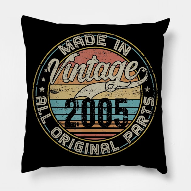 Classic 15th Birthday Gift For Men Women Vintage 2005 Pillow by teudasfemales