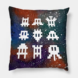 Pixel Invaders Watercolour Pillow