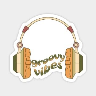 Groovy Vibes Retro Headphones Design Magnet