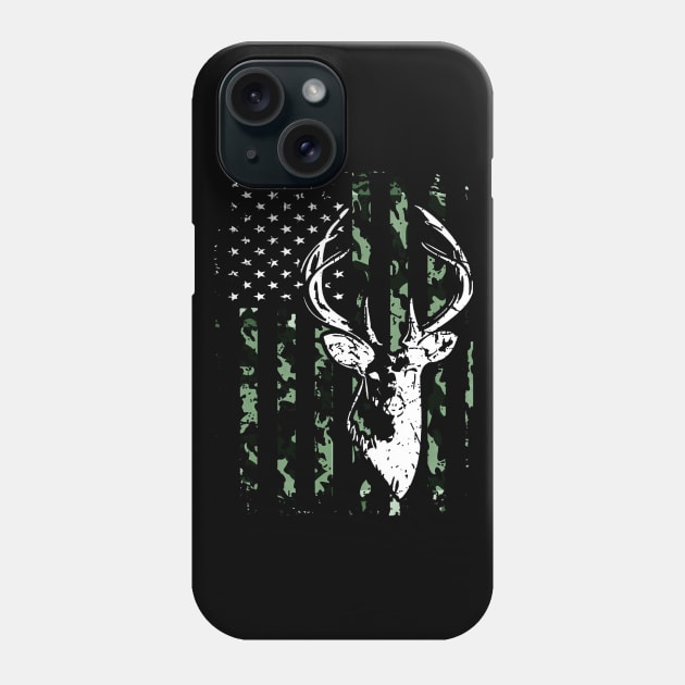 Camouflage American Flag Deer Hunting Phone Case by Kiwistore