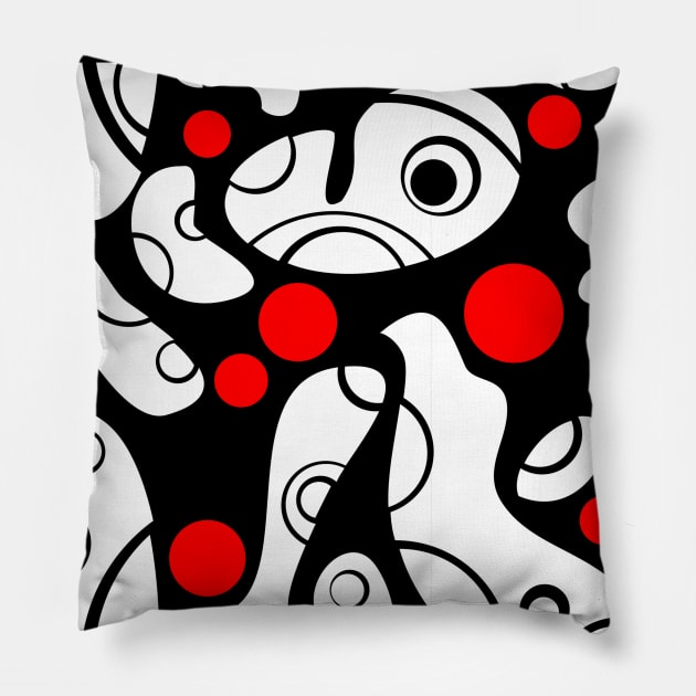 Whale Sonic White and Red on Black Horizontal Pillow by ArtticArlo