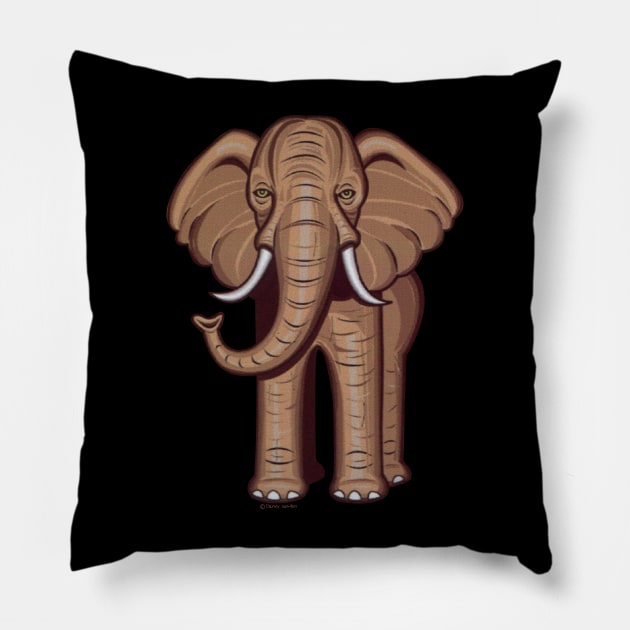 Gentle Giant African elephant Brown Elephant Pillow by Danny Gordon Art