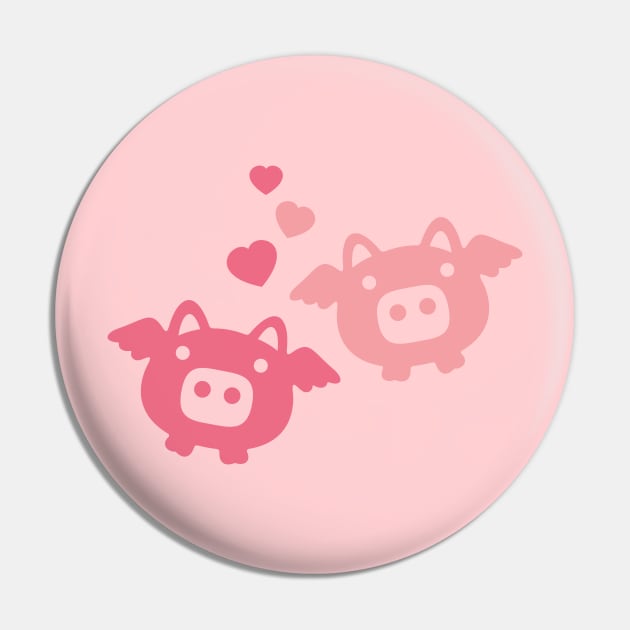 Flying Pigs in Love Pin by XOOXOO