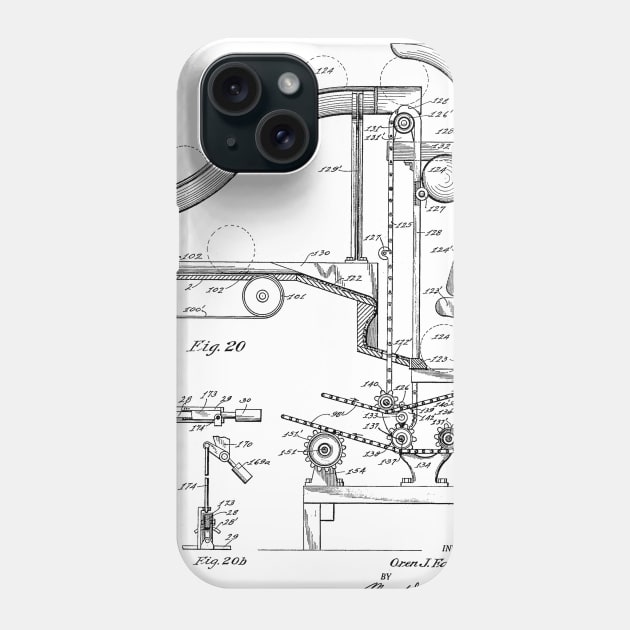Automatic Bowling Mechanism Vintage Patent Hand Drawing Phone Case by TheYoungDesigns