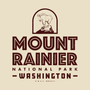 Mount Rainier National Park (Mountain Goat) - Brown T-Shirt