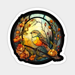 Autumn Songbird Stained Glass Magnet