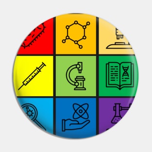 Rainbow Pride Science Icons Pin