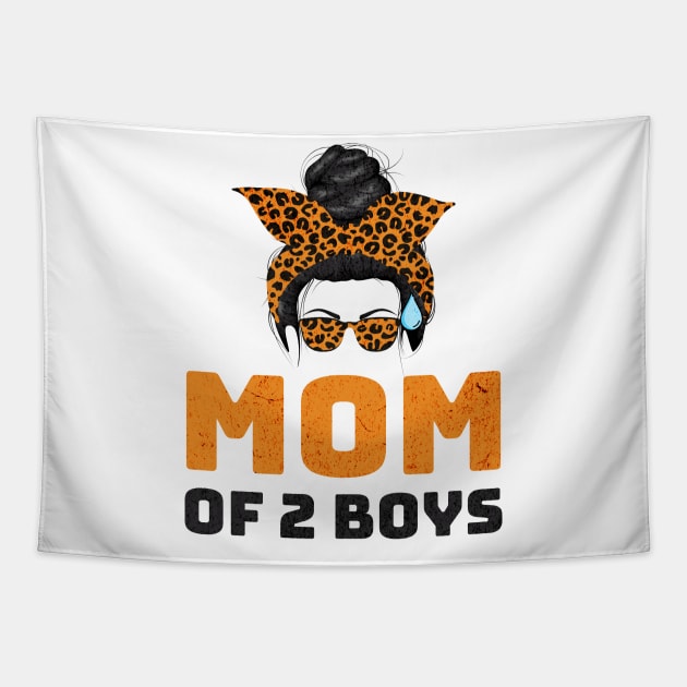 MOM OF 2 BOYS - Leopard Bandana Mom Graphic Tapestry by Nexa Tee Designs