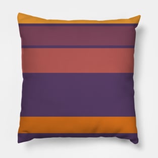 An engaging admixture of Old Heliotrope, Dark Mauve, Dark Salmon, Cocoa Brown and Mango stripes. Pillow