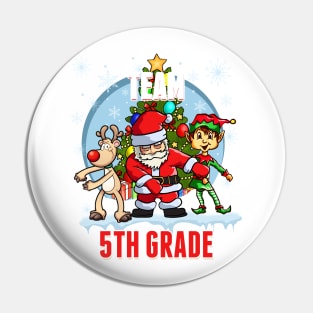 Team 5TH GRADE Santa Elf Reindeer Flossing Kids Christmas Pin