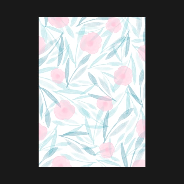 Watercolour Floral (Teal & Pink) by Blue-Banana