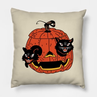 Two black cats and a pumpkin Pillow