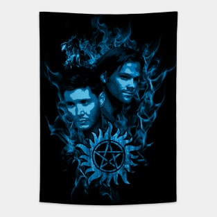 Sam and Dean in Flames Tapestry