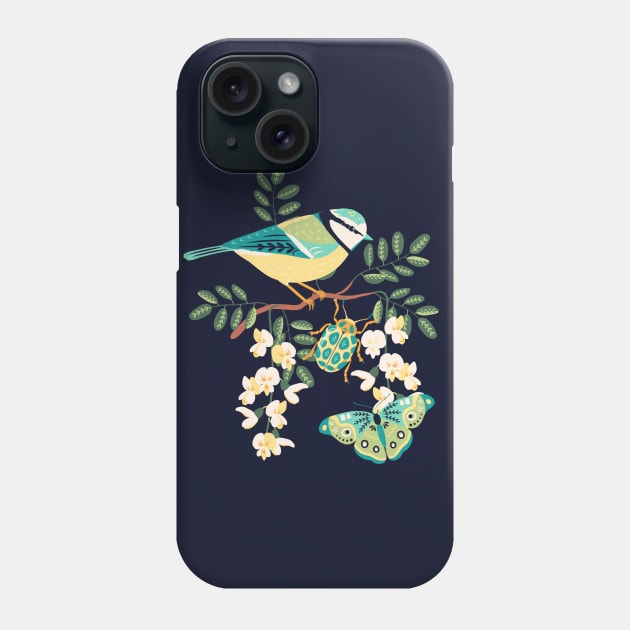 Blue Tit and Butterfly 2 Phone Case by nadyabasos