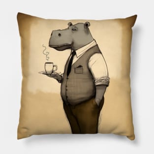 Funny Hipster Hippo Pillow