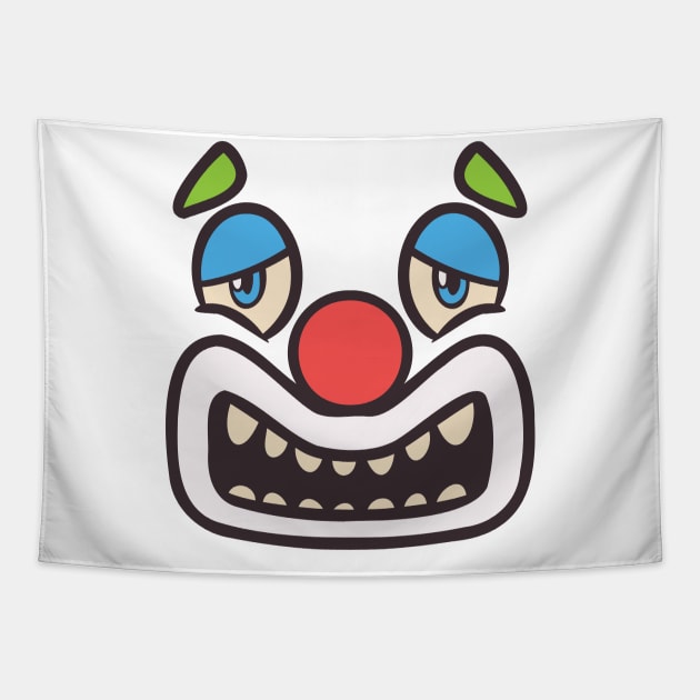 Funny Clown Face Cartoon Illustration Tapestry by unlesssla